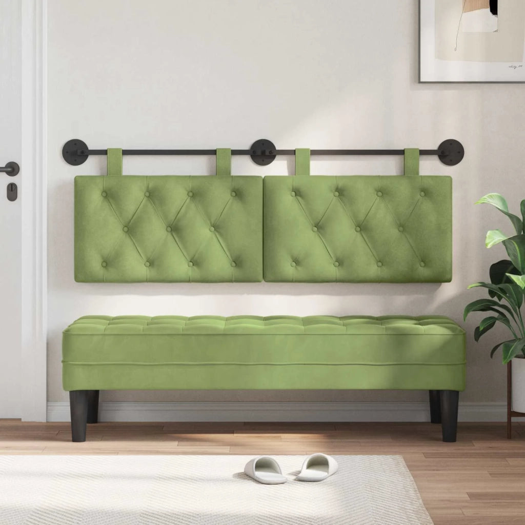 Testiera sospesa Con luce LED Verde chiaro Velluto