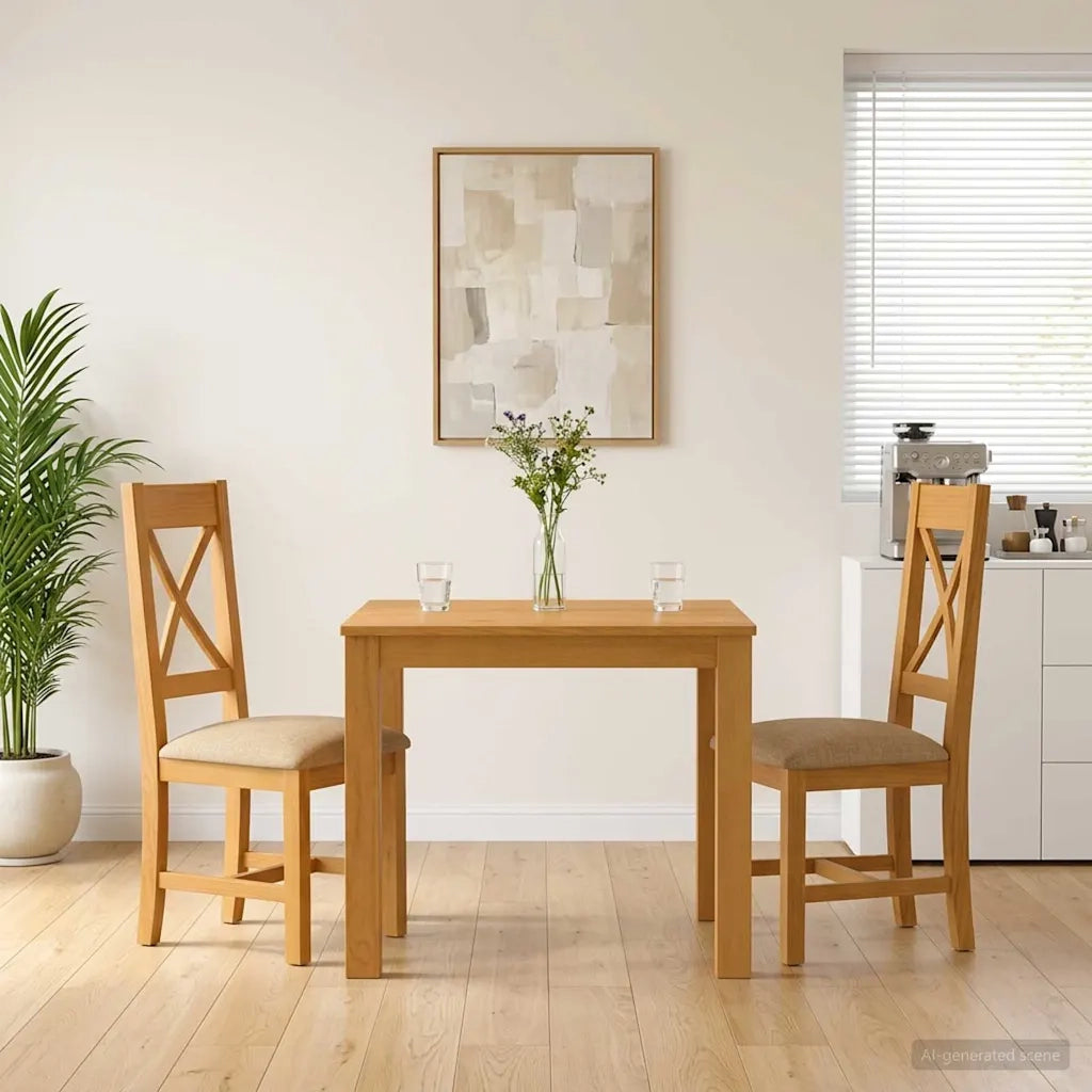 Set da pranzo 3 pz Beige Legno di Quercia Massello 3430327