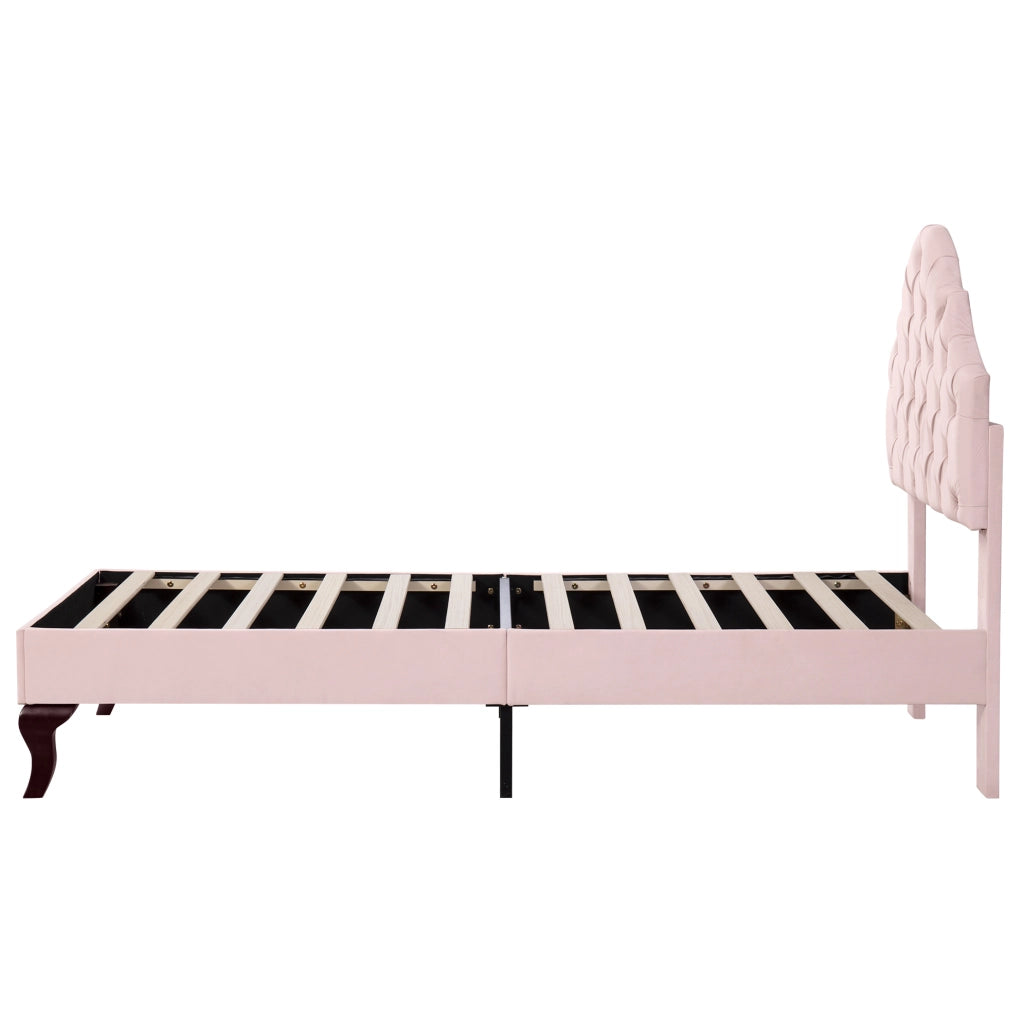 Letto imbottito 90x200 cm; testiera regolabile; velluto rosa
