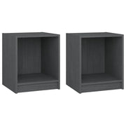 Set di 2 Comodini | Armadio da Notte | Mobiletto da notte Grigi 35,5x33,5x41,5 cm in Legno Massello di Pino
