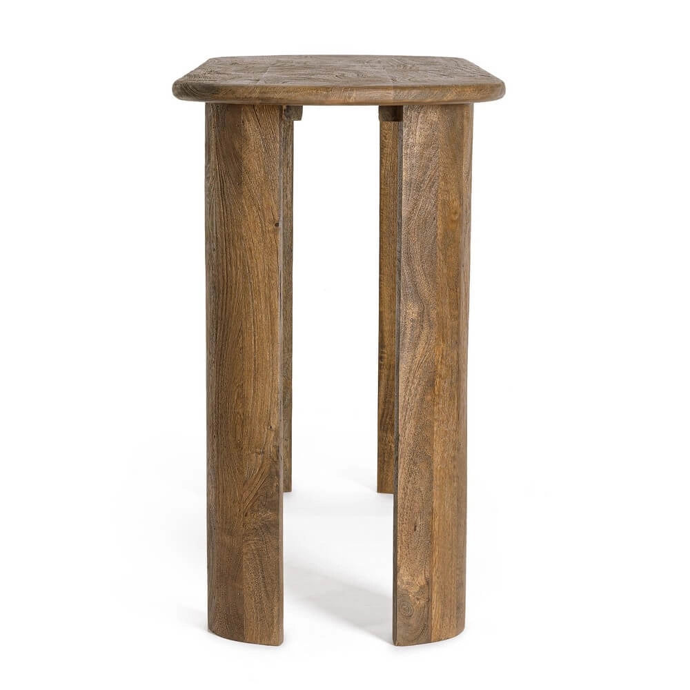 Consolle in Legno di Mango con Piano Ovale e Gambe Cilindriche - BRANCH