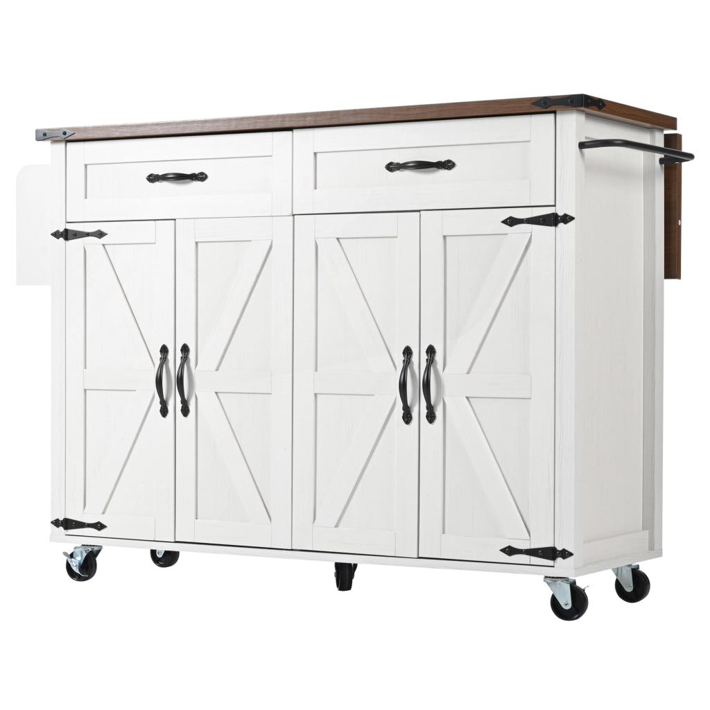Carrello da Cucina con Piano Estraibile ¨C MINIMAL ¨C Legno, 4 Ante e 2 Cassetti