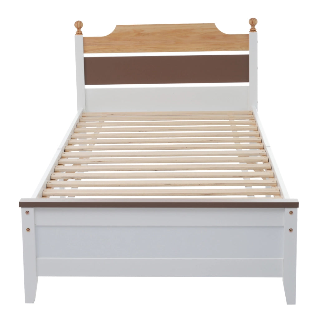 LETTO Singolo 90x200 cm Bianco in pino e MDF