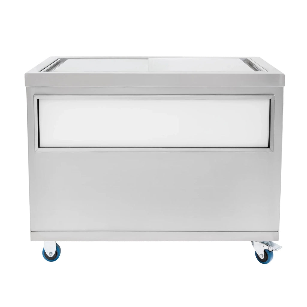 Carrello Portaghiaccio Mobile 109L con Ruote 100cm Coperchio Diviso e Vano