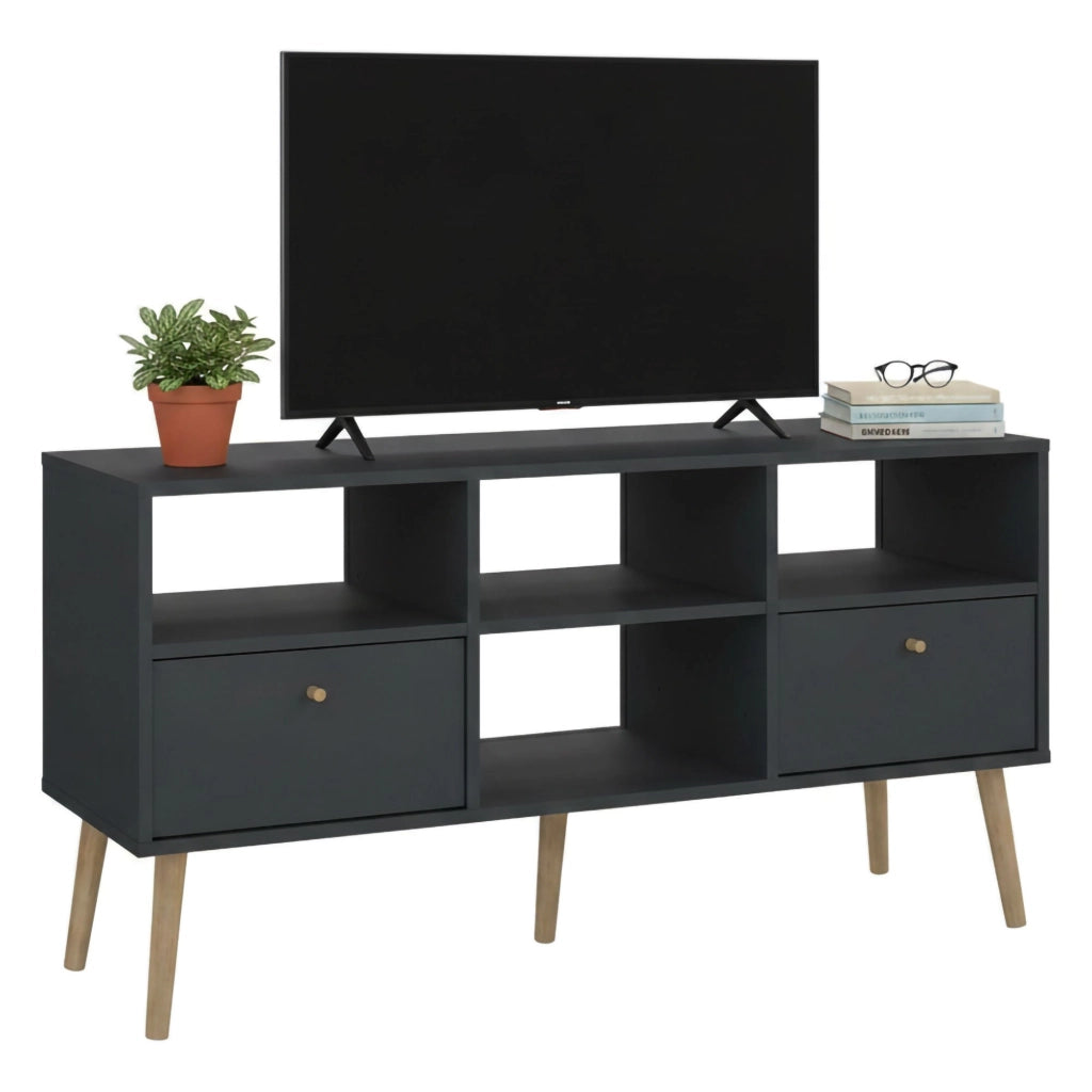 Mobile porta TV Conte, Credenza da soggiorno, Armadio basso per TV, Base parete attrezzata, 117x39 h61 cm, Grigio