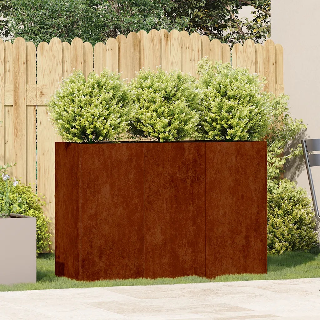 Fioriera Arrugginita 120x40x80 cm in Acciaio Corten