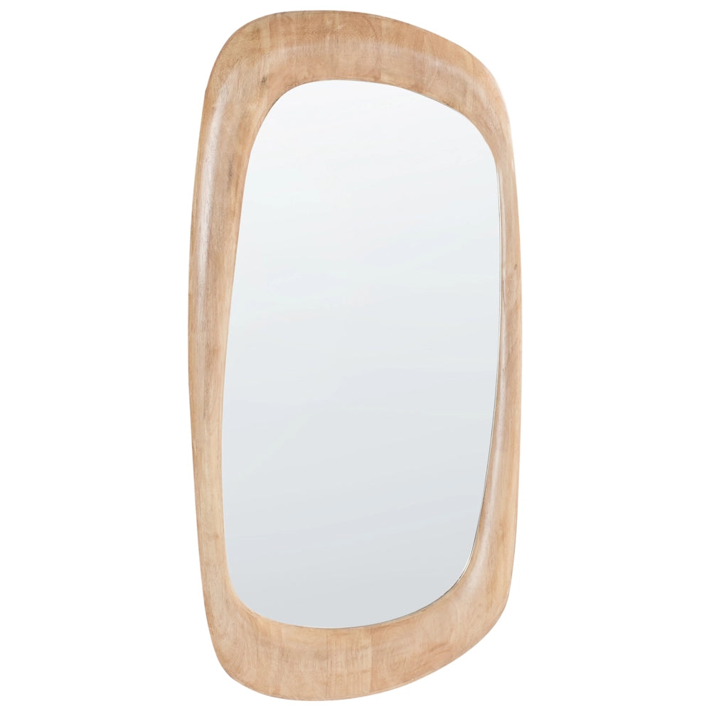Specchio da parete in legno di gomma marrone 120 x 57 cm Appeso decorativo in stile retrò Asimmetrico