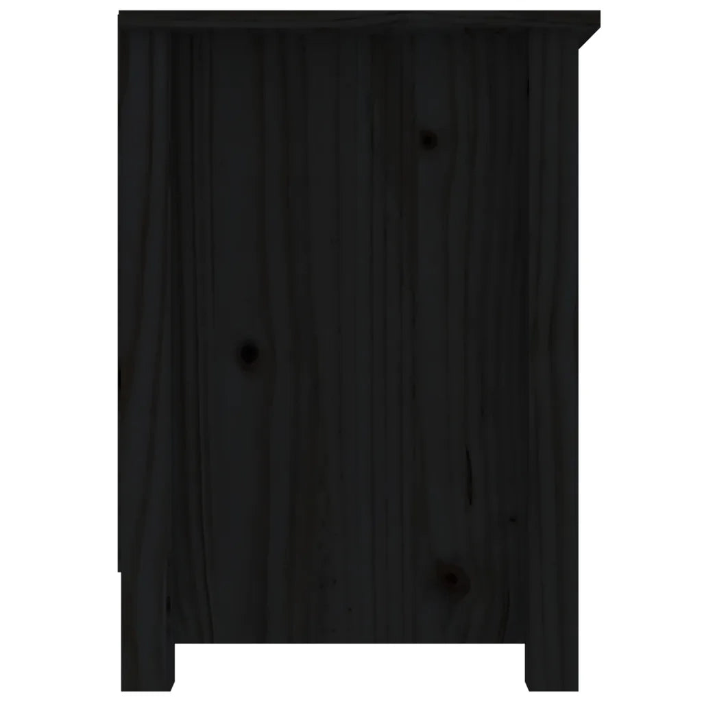 Mobile Porta TV Nero 103x36,5x52 cm in Legno Massello di Pino 814578