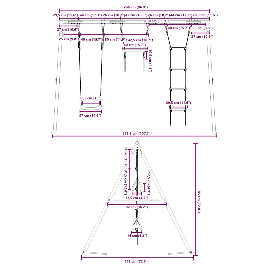Set Gioco da Esterno con Altalena,Trapezio e Scala