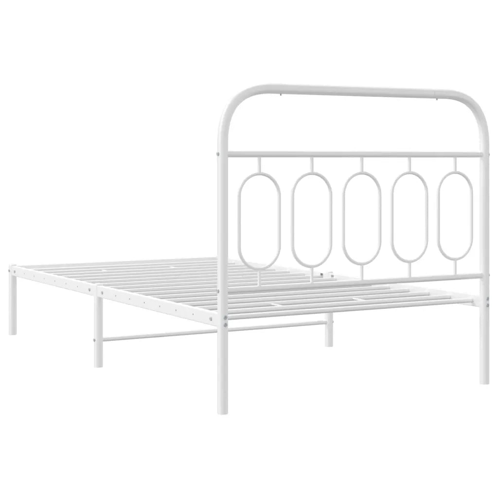 Letto singolo | Letto per adulti | Giroletto con Testiera Metallo Bianco 100x200 cm