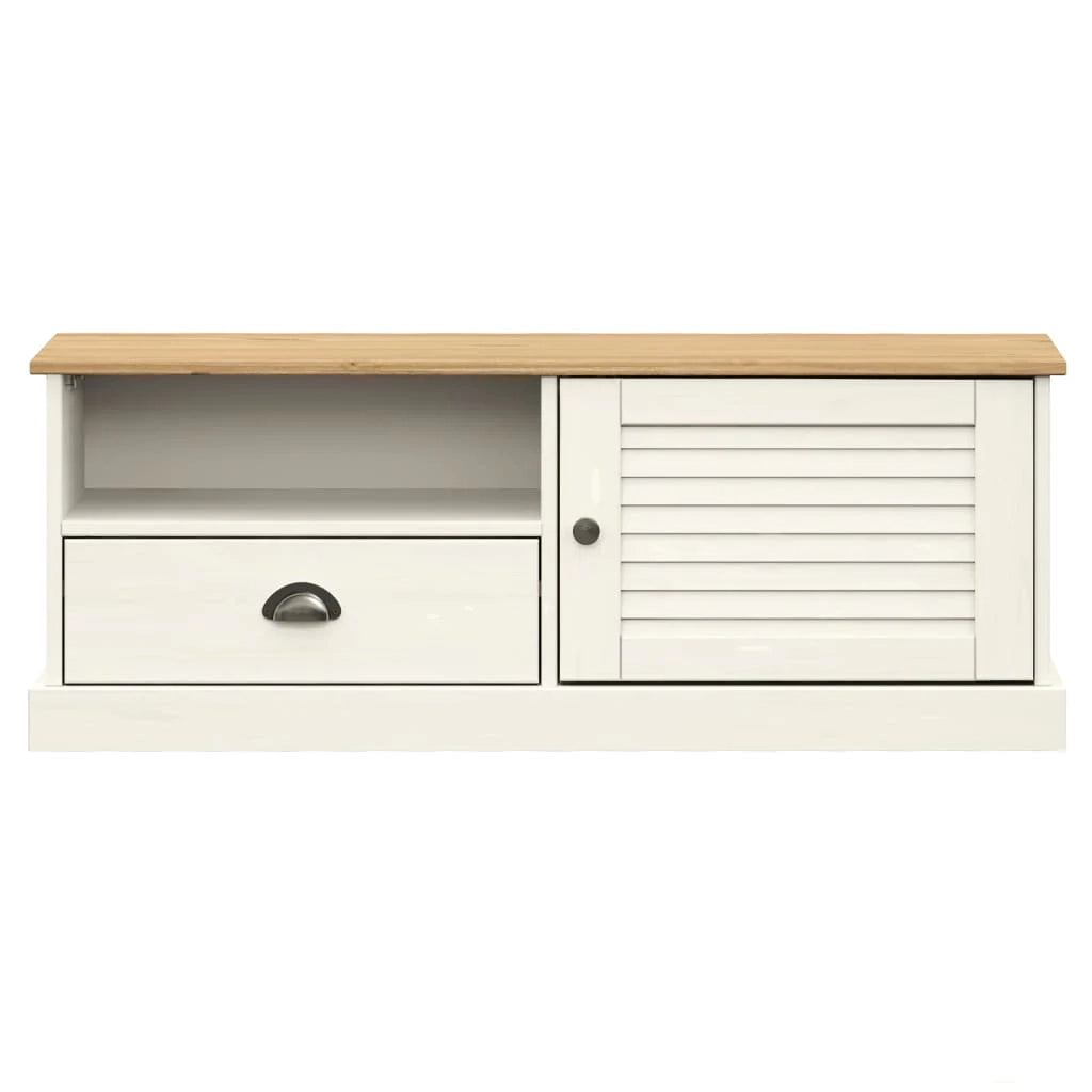 Mobile TV multimediale scaffale per televisione televisione buffet sala da pranzo soggiorno camera da letto 106 x 40 x 40 cm legno massello di pino bianco 02_0028508