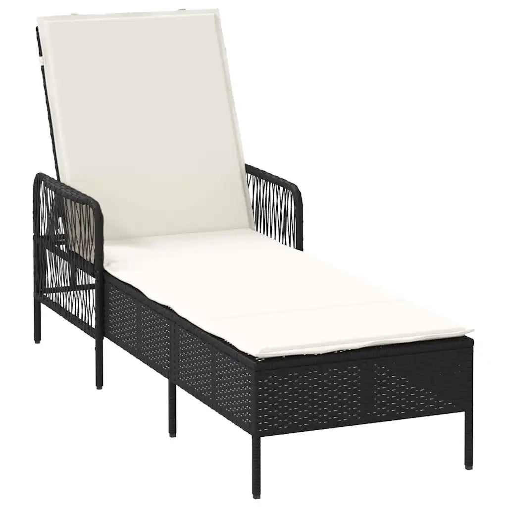 Lettino da sole Nero e Bianco Crema 55 x 200 x 92 cm polyrattan 365425