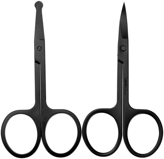 Kit di taglio per sopracciglia, naso e orecchie - Set a 2 pezzi - Manicure con lama smussata - Taglio preciso - Accessorio da cura per la pelle