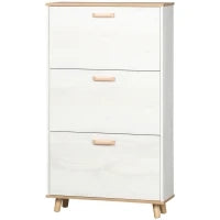 Mobile Scarpiera Salvaspazio in Truciolato con 3 Cassetti e 2 Ripiani Interni Regolabili, 70x23.5x122 cm, Bianco