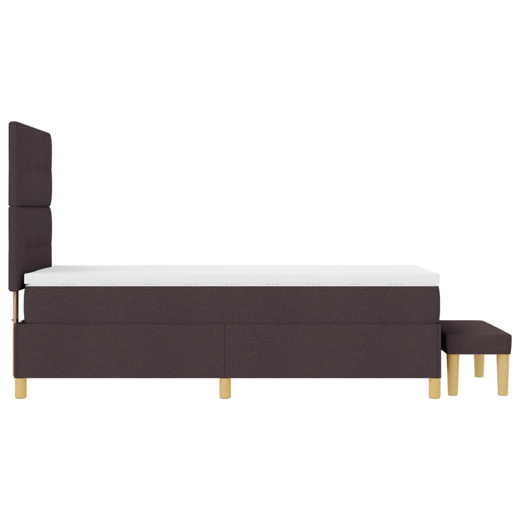 Letto a piattaforma con materasso e panca Marrone scuro 90x200 cm Tessuto