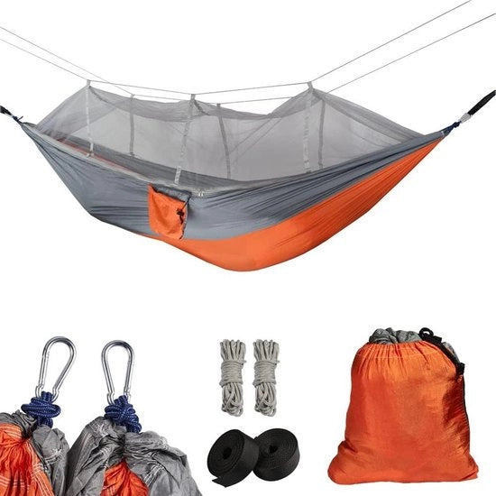 Hangmat ultraleggera per 2 persone - 500 kg di capacità di carico - 260 x 140 cm - paracadute in nylon respirante - set di hangmat per campeggio - hangmat orizzontale per 2 persone