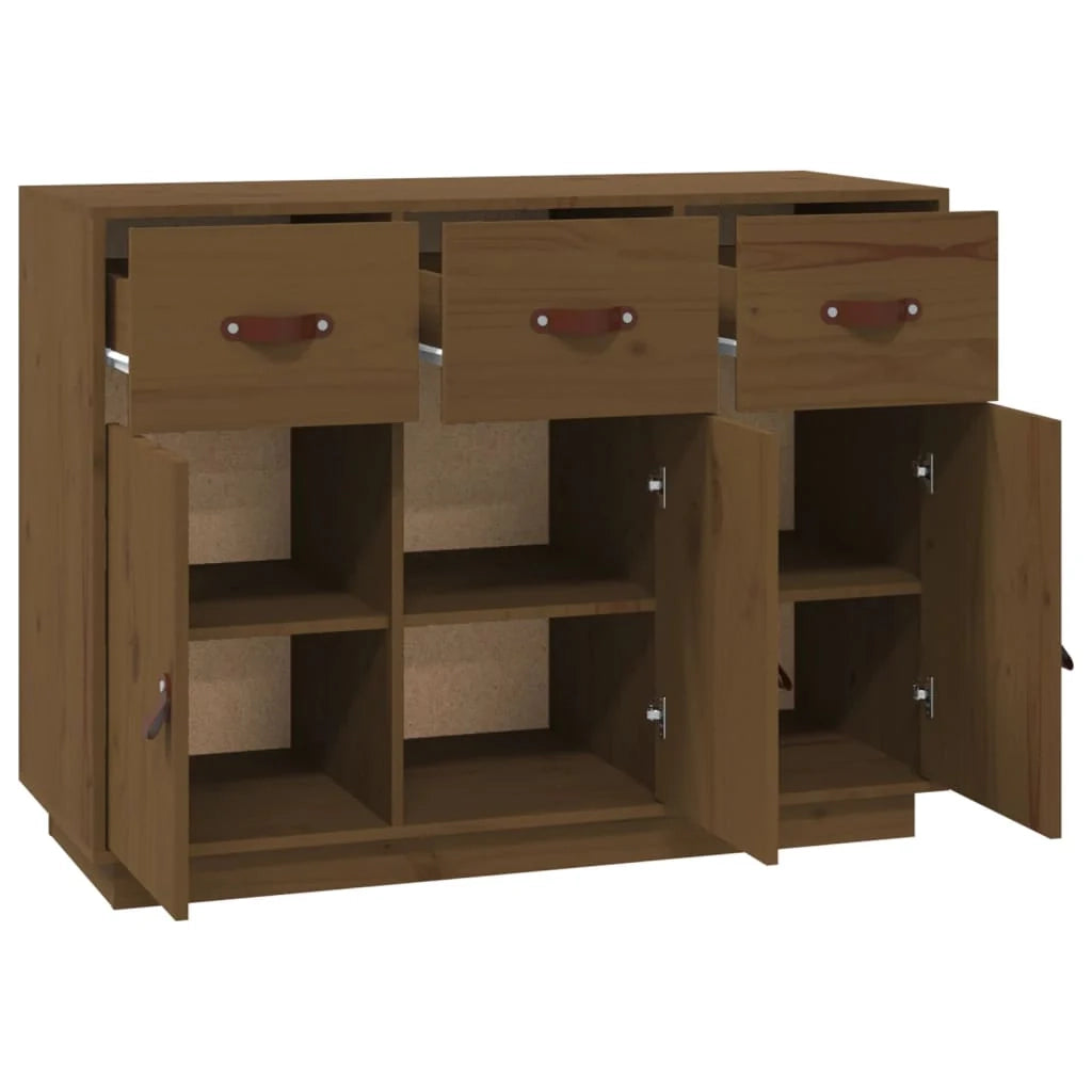 Buffet credenza cassettiera armadio mobile contenitore organizer per cucina soggiorno salotto 100 x 40 x 75 cm legno massello di pino marrone 02_0035729