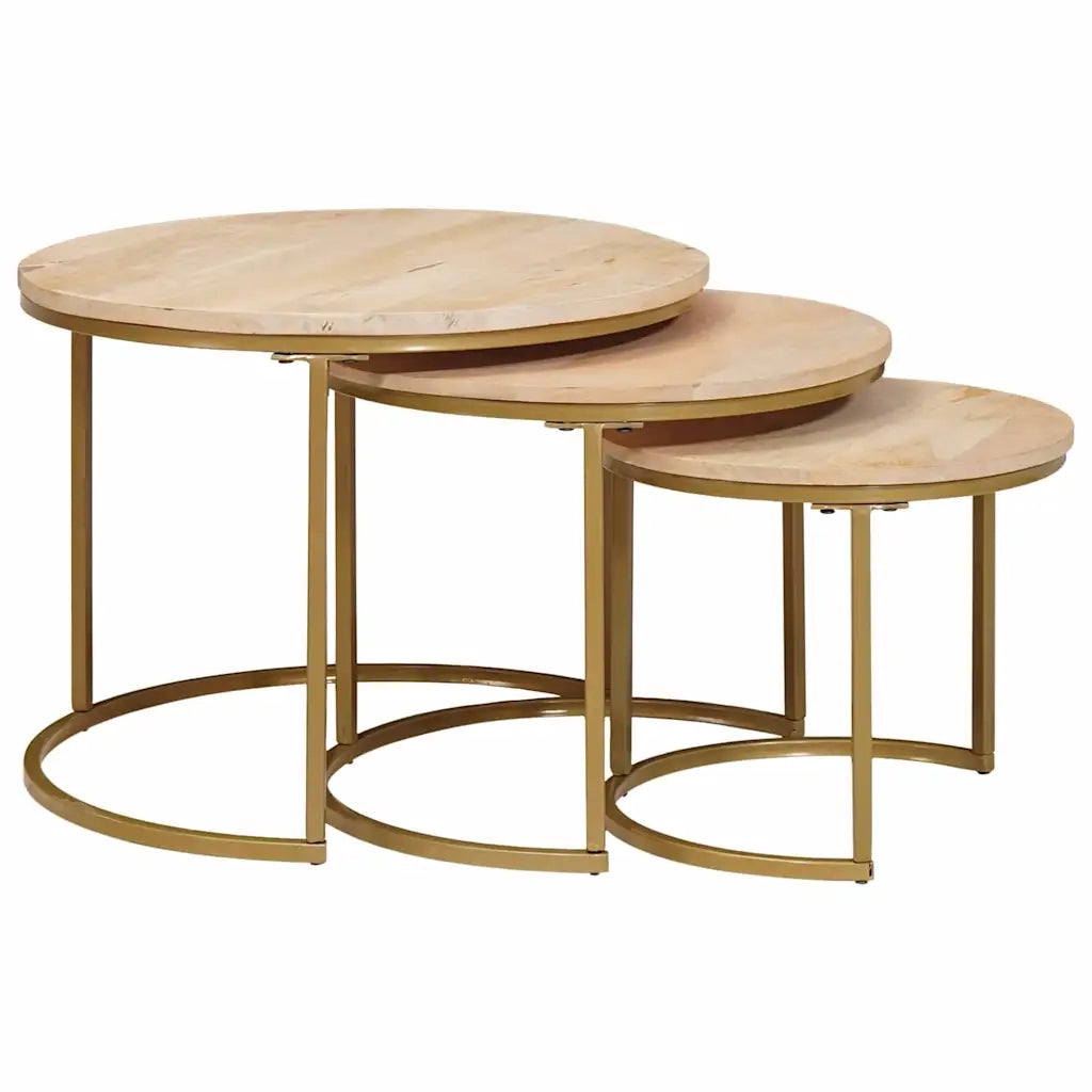 Tavoli da Caffè Nido 3 pcs Legno massello di mango e acciaio