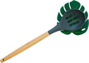 Sostegno per cucchiaio a forma di foglia "monstera deliciosa". Sostegno per cucchiaio in silicone. Porta cucchiai verde. 11,5 x 11,5 centimetro.