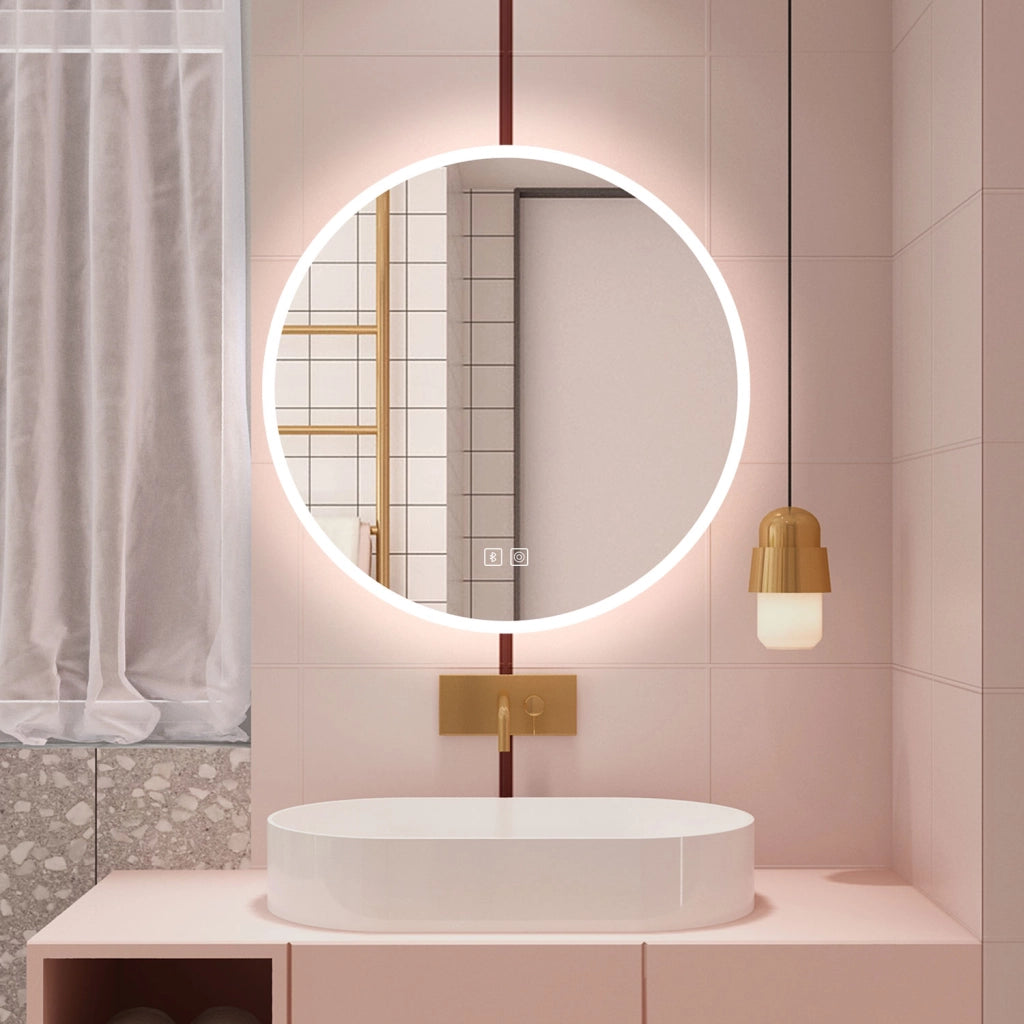 Aica Specchio da bagno a LED+70x70cm+Bluetooth+3 Temperature di Colore+Funzione Antiappannamento