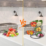 Fruitmand 2 Delig - Standaio Cucina in Bronzo - 2 Livelli per Banane e Scatole Metalliche per un Lavoro Stilizzato