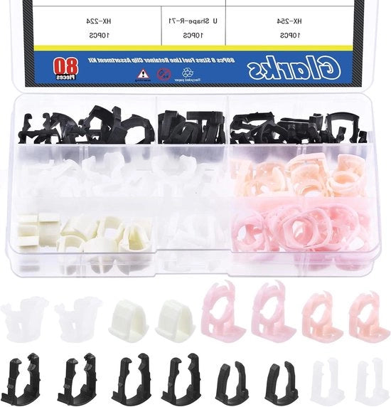 80 pezzi 3/8 pollici 5/16 pollici 8 misure kit di clip di conservazione della linea di carburante in nylon kit di sostituzione di clip auto compatibile con Ford GM