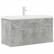 Mobile da Bagno con Lavabo Integrato e Rubinetto Grigio Cemento