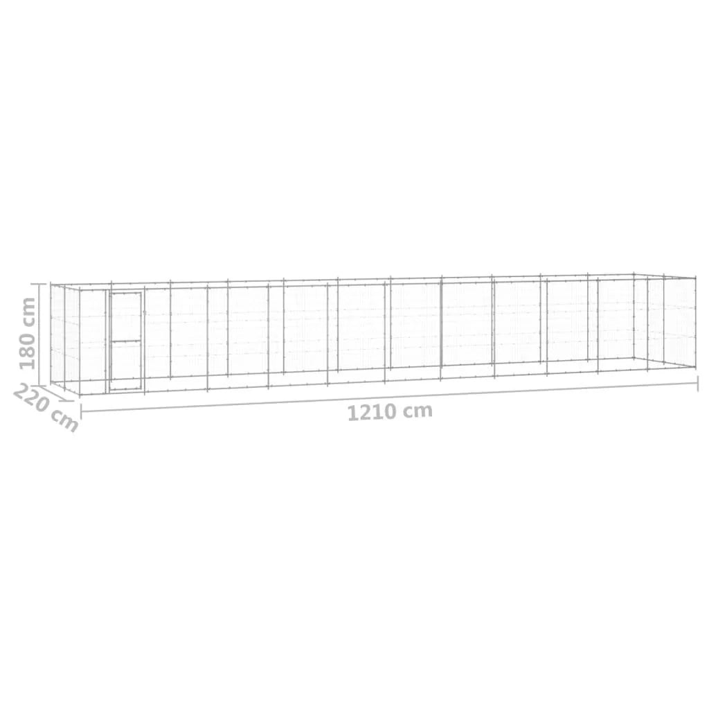Cuccia da esterno gabbia recinto per animali box esterno per cani in acciaio zincato 26,62 m² 02_0000418