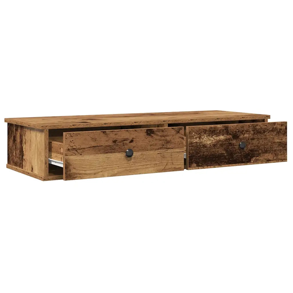 Scaffale a Parete con Cassetti Antico 100x37,5x19 cm Truciolato 859966