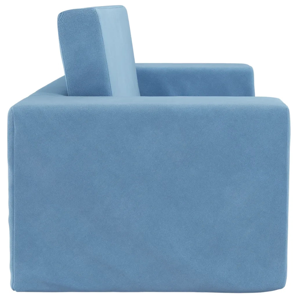 Divano letto | Sof¨¤ letto | Letto singolo per Bambini a 2 Posti Blu in Morbido Peluche