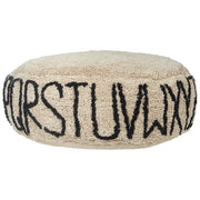 Cuscino da pavimento in cotone beige 60 x 60 x 20 cm con motivo alfabetico per bambini