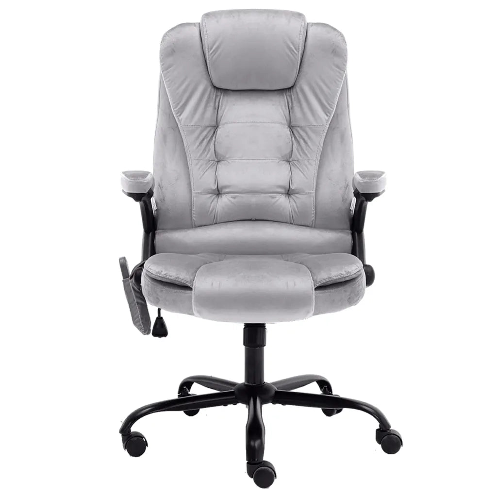 vidaXL Sedia da Ufficio Massaggiante Grigio Chiaro in Velluto