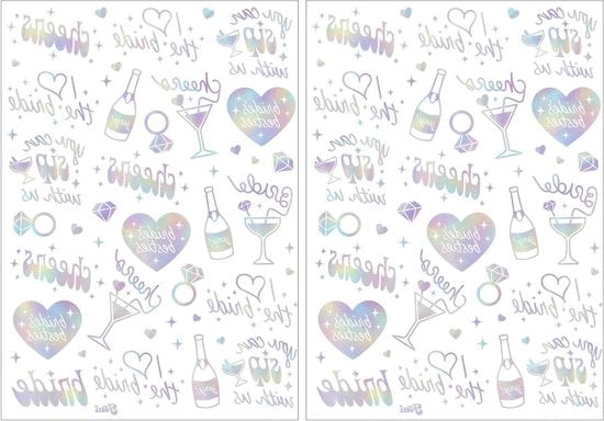 Tatuaggi Temporanei di Sposa - 2 Fogli di Tatuaggi di Sposa per Feste di Sposata - Feste di Sposa - Feste di Sposata - Feste di Sposata per Feste di Sposata