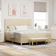 Letto a molle con testiera Crema 200 x 180 cm Tessuto 3344245