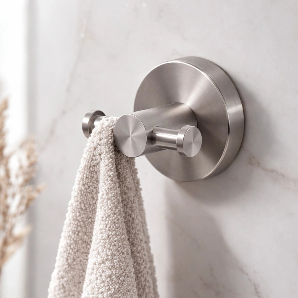 SINED Gancio Porta Salviette Doppio Inox Satinato 316L per Interni ed Esterni Resistente alla Corrosione - Modello LEVANTE