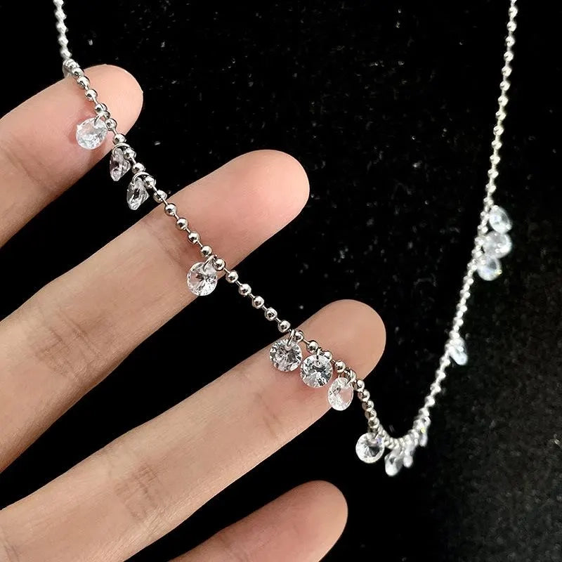 Collana con gypsophila e diamanti fatta a mano, regalo di Natale o di compleanno.