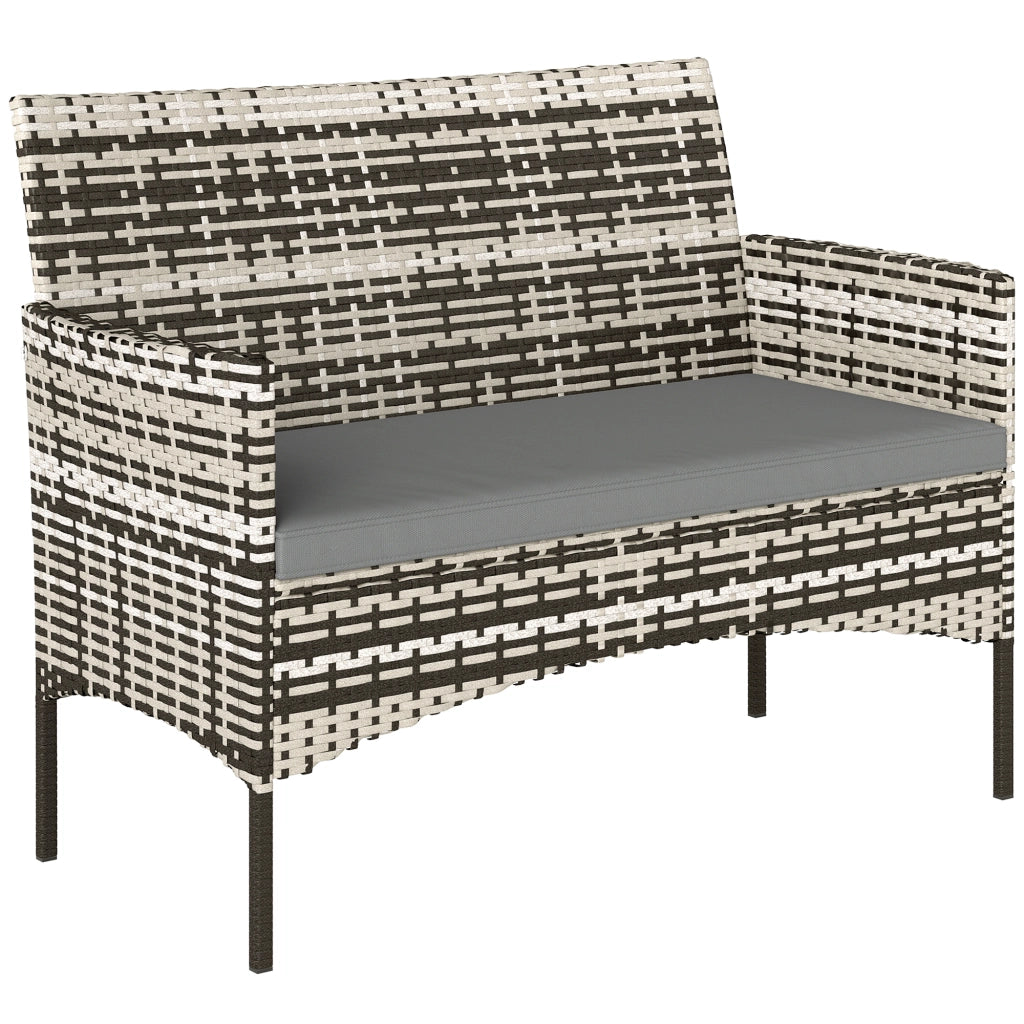 Divano 2 posti giardino in polyrattan con cuscini ¨C zephmum ¨C 115x63x85 cm grigio chiaro