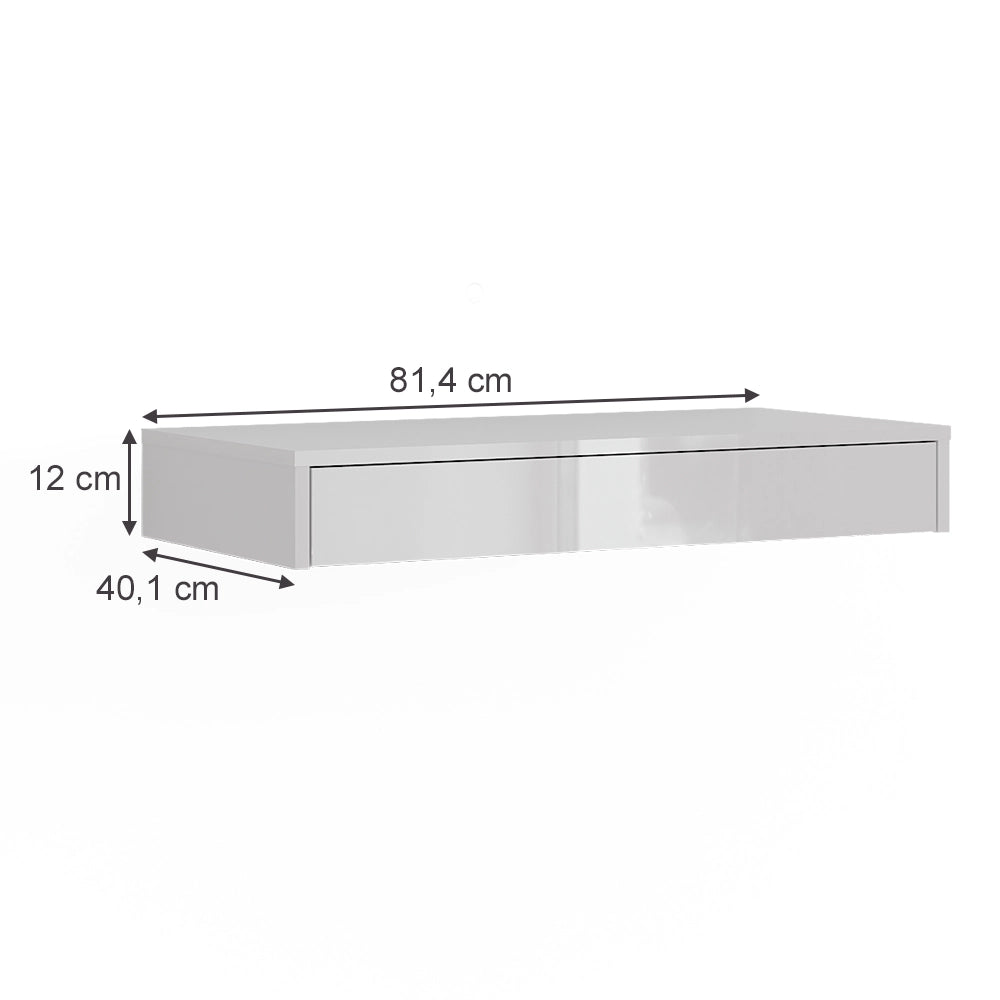 Vicco Libreria da parete Bianco/bianco lucido 81.4 x 12 cm con cassetto
