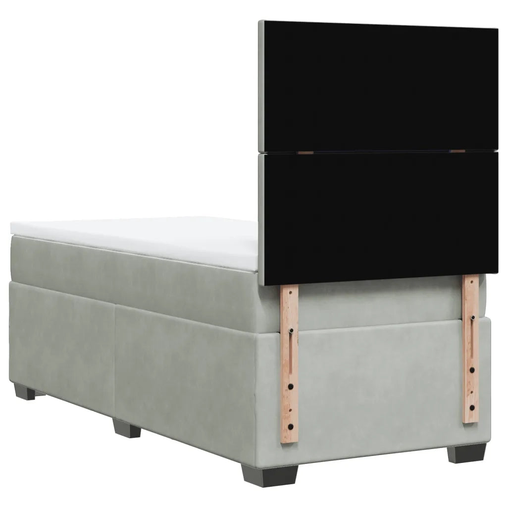 Giroletto a Molle con Materasso Grigio Chiaro 80x200 cm Velluto 3290756