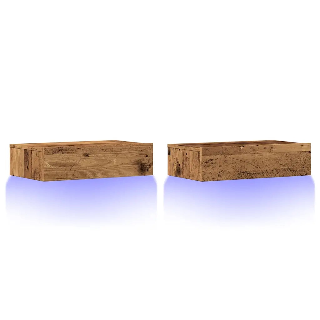 vidaXL Mobili Porta TV con Luci LED 2 pz Legno Antico 60x35x15,5 cm