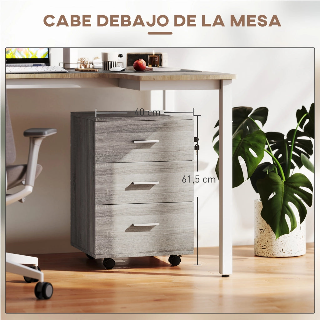 Scrivania con cassettiera a rotelle ¨C zephmum ¨C grigio 40x40x61,5 cm