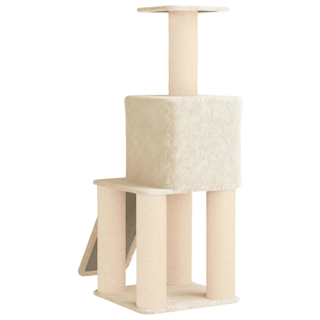 Albero per gatti con pali per graffiare in sisal Crema 146 cm 42033045