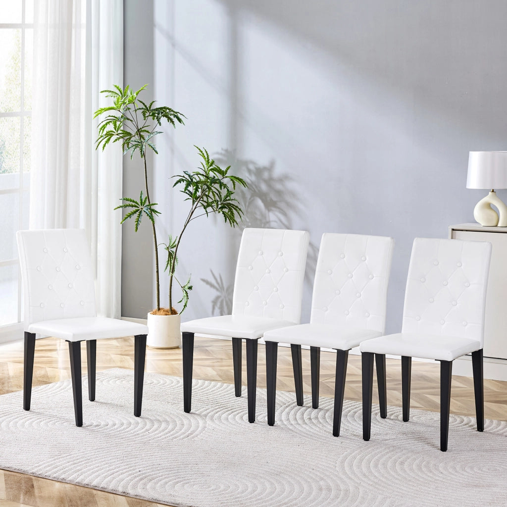 SEDIA da pranzo Set da 4 pezzi 89 cm PU bianco con gambe in metallo nero