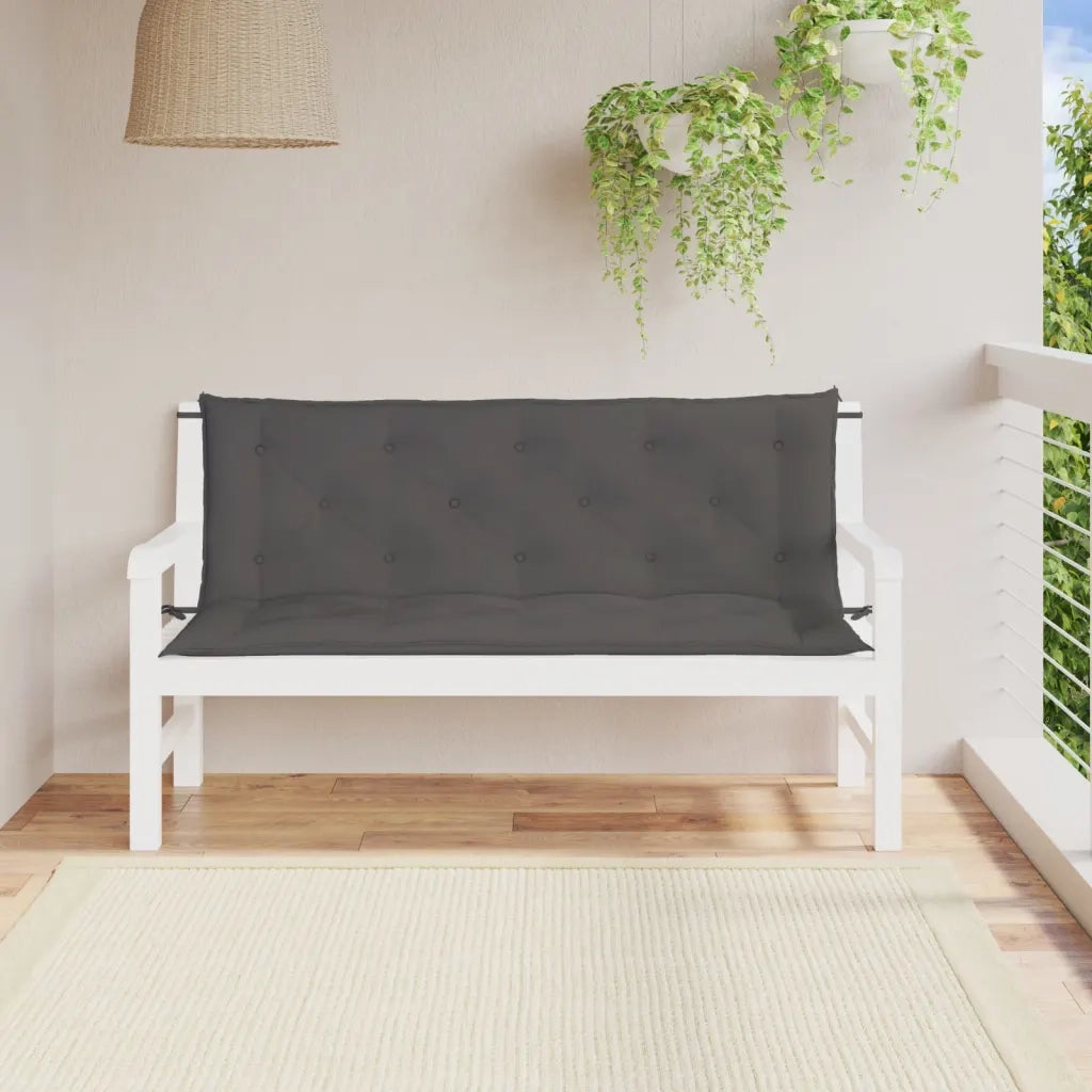 Cuscini Panca Giardino 2 pz-Set di 2 Cuscini per panchina da esterno Antracite 150x50x7cm Tessuto Oxford 130242