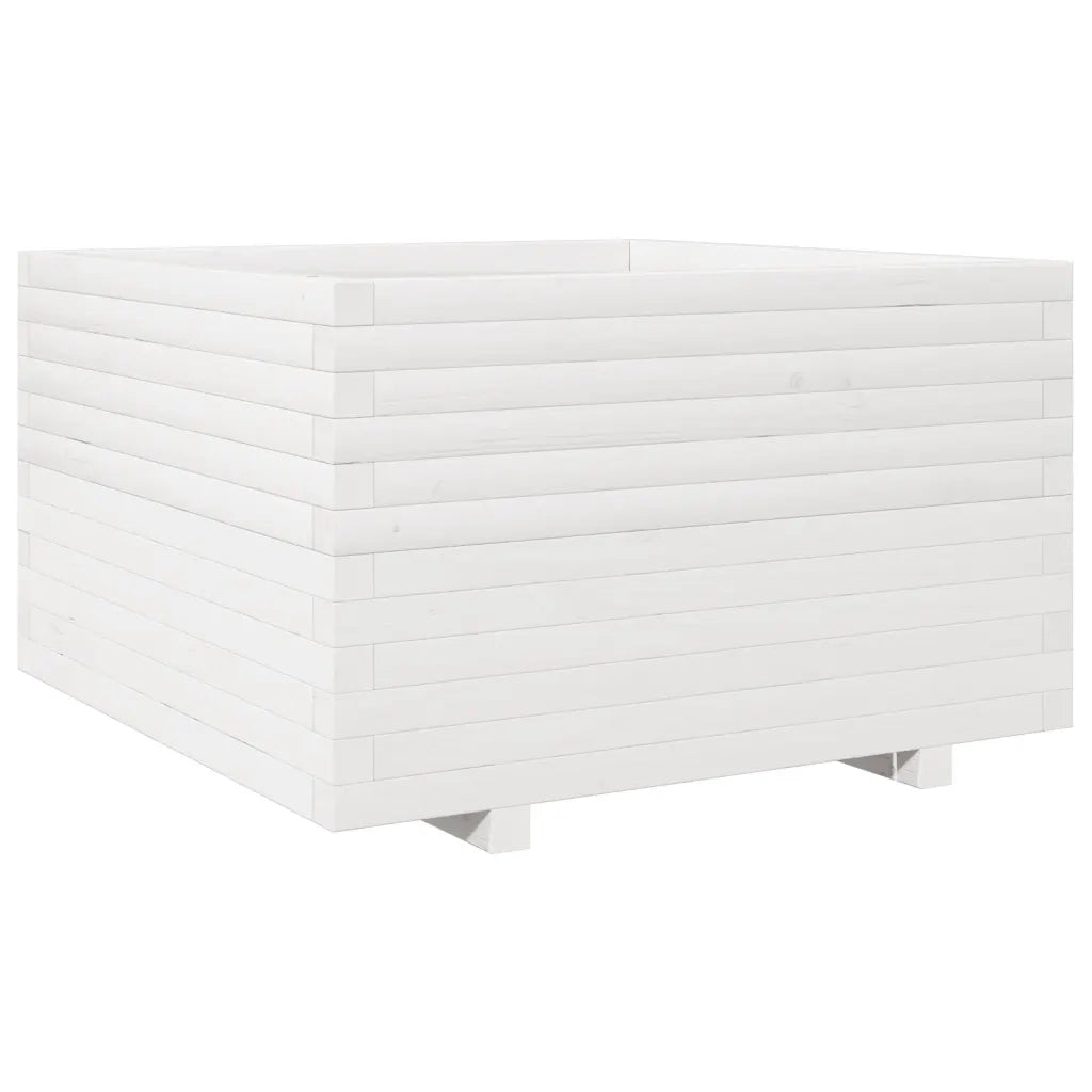 Fioriera da Giardino Bianca 80x80x49,5cm Legno Massello di Pino