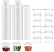 Piccoli contenitori in plastica con coperchio, 100 pezzi Contenitori in plastica, 1 oz (25 ml) per conservare salse, salse, erbe, ketchup e insalate