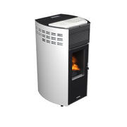 Erica stufa a pellet ventilata 10,8kw in acciaio e ghisa bianco lucido Lincar