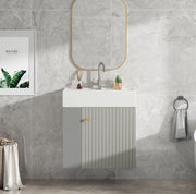 Mobile bagno con lavabo 55 cm, pannello a rilievo, grigio e bianco