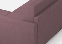 Divano 2 Posti con Pouf 138x155x85 cm Karay in Tessuto Prugna
