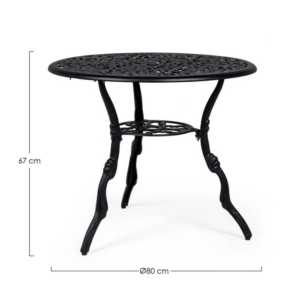 Tavolo da Giardino Rotondo in Alluminio Pressofuso con Decori - REGENCY